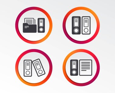 Muhasebe simgeler. Belge depolama klasörleri işareti sembol. Infographic tasarım düğmeleri.