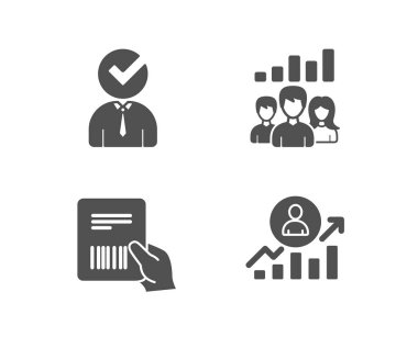 Vacancy, ekip çalışması sonuçları ve parsel fatura simgeler kümesi. Kariyer merdiven işareti. İşadamı kavramı, Grup çalışması, teslim belge. Yöneticisi sonuçları. Kalite tasarım öğeleri. Klasik tarzı. Vektör