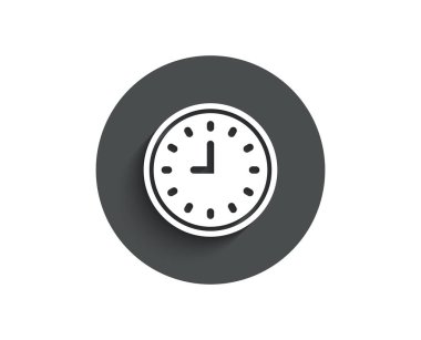 Saat basit simgesi. Zaman işareti. Office seyretmek veya zamanlayıcı simgesi. Circle gölge ile düz düğme. Vektör
