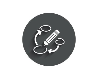 Anahtar kelimeler basit simgesi. Kalem simgesi. Pazarlama stratejisi işareti. Circle gölge ile düz düğme. Vektör