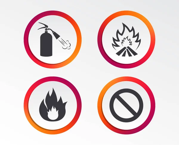 Знаки Огненного Пламени Знак Огнетушителя Символ Запрета Остановки Инфографические Кнопки — стоковый вектор