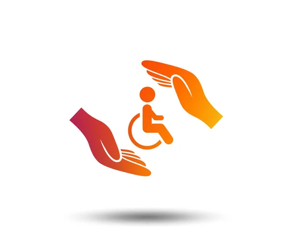 Das Symbol Der Behindertenversicherung Hände Schützen Rollstuhlfahrer Symbol Krankenversicherung Verschwommenes — Stockvektor