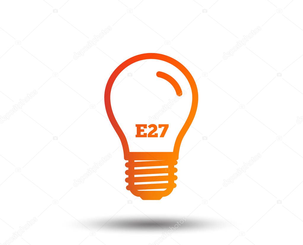 Light bulb icon. Lamp E27 screw socket symbol. Led light sign. Blurred gradient design element. Vivid graphic flat icon. Vector