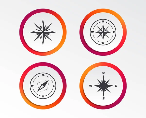 Windrose Navigation Icons Compass Symbols Coordinate System Sign — Stock Vector