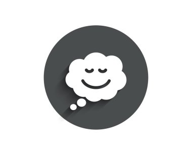 Komik konuşma balonu beyaz zemin üzerine gülümseme basit simgesiyle