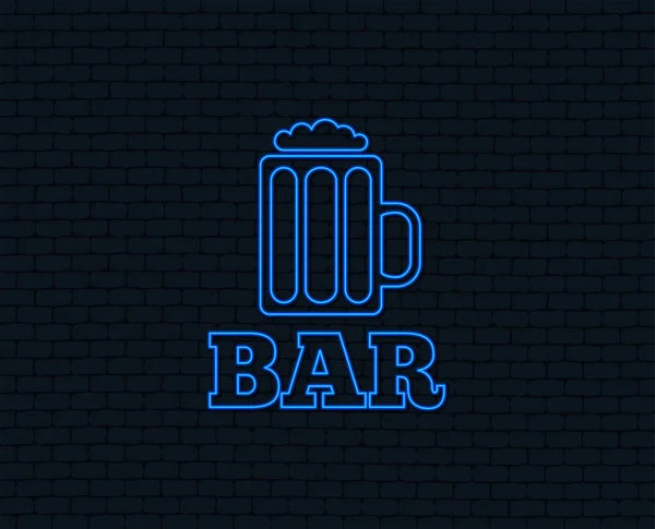 霓虹灯中的一杯啤酒象征 — 图库矢量图片