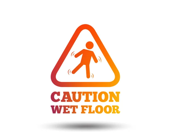 Caution Wet Floor Sign Icon White Background — Stock Vector
