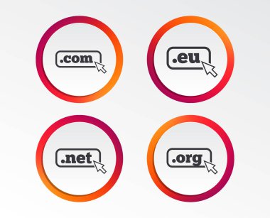 Üst düzey Internet etki alanı simgeleri beyaz arka plan üzerinde