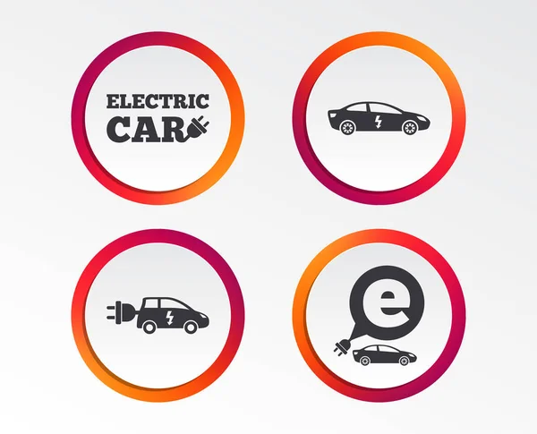 Iconos Coches Eléctricos Sobre Fondo Blanco — Vector de stock