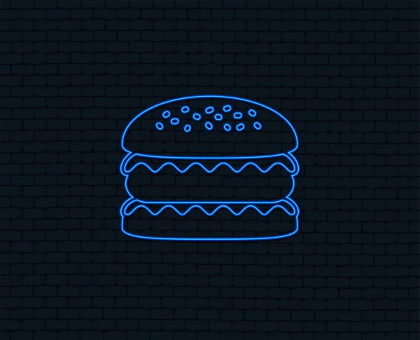 Icône Hamburger Néon Sur Fond Noir — Image vectorielle