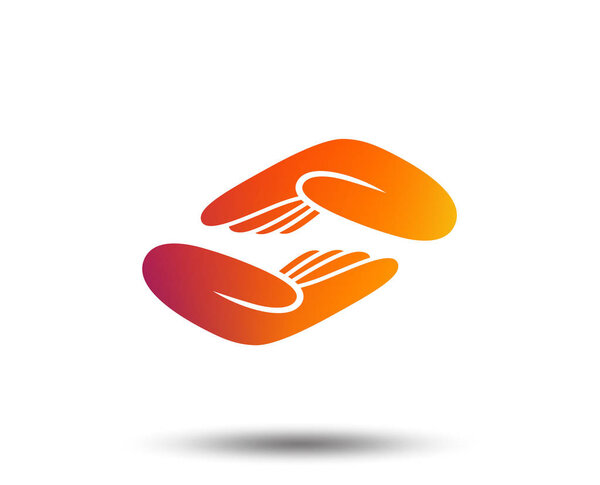 Helping hands sign icon on white background