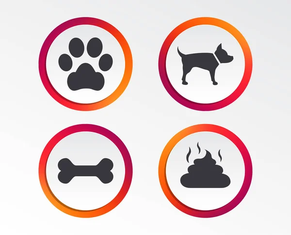 Hundepfote Und Fäkalien Zeichen Aufräumen Nach Haustieren Und Haustieren Futter — Stockvektor