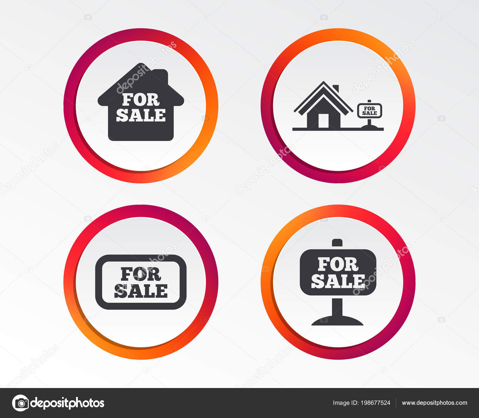 Für Verkauf Icons Immobilien Verkauf Zeichen Haus Symbol Infografik