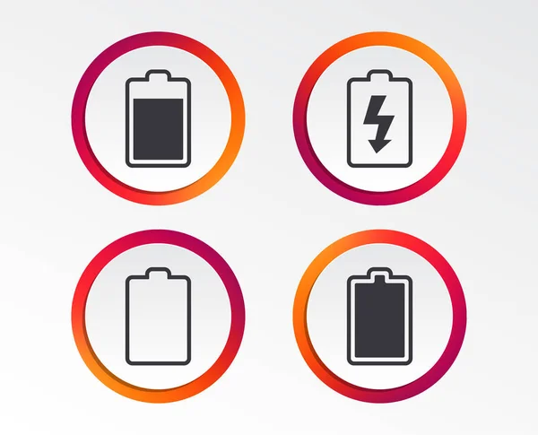 Battery Charging Icons Electricity Signs Symbols Charge Levels Full Empty — Stock Vector