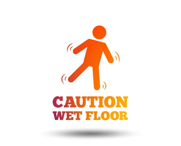 Caution Wet Floor Sign Icon Human Falling Symbol Blurred Gradient — Stock Vector