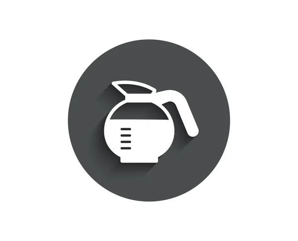 咖啡壶简单的图标 咖啡热饮料标志 酿造的新鲜饮料标志 圆圈平面按钮与阴影 — 图库矢量图片