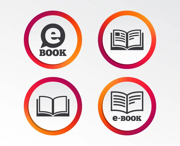 Icone Del Libro Elettronico Simboli Dell Book Segno Bolla Vocale — Vettoriale Stock