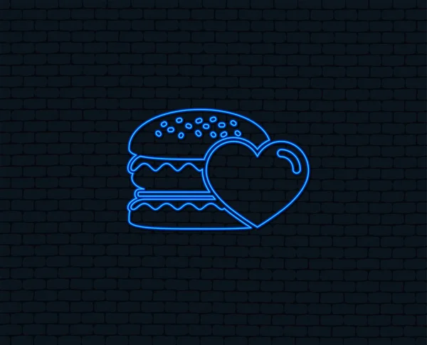 Neonlicht Hamburger Ikone Burger Food Symbol Cheeseburger Sandwich Schild Glühendes — Stockvektor