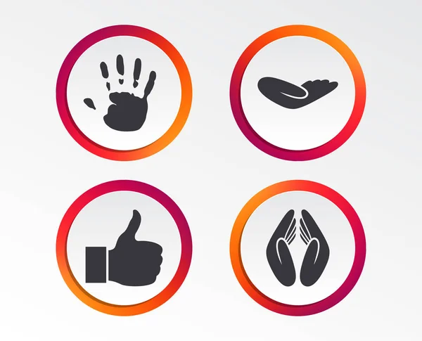 Ícones Mão Como Símbolo Polegar Para Cima Assinatura Protecção Seguros —  Vetores de Stock