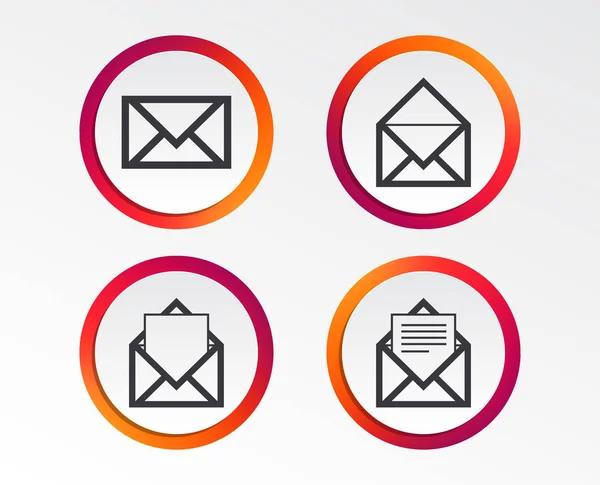 Iconos Sobre Correo Mensaje Símbolos Documento Carteles Postales Botones Diseño — Vector de stock