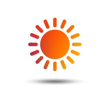 Güneş simgesi. Güneş ışığı yaz sembolü. Sıcak hava işareti. Degrade tasarım öğesi bulanık. Canlı grafik düz simge. Vektör