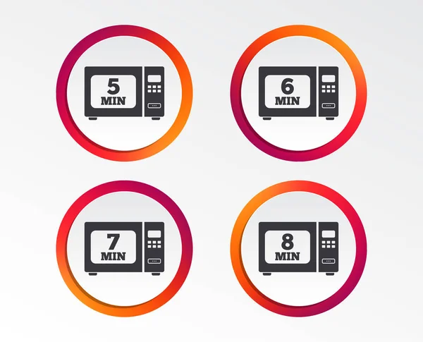 Mikrowellenherd Symbole Kochen Elektroherd Symbolen Hitze Und Minuten Zeichen Infografische — Stockvektor