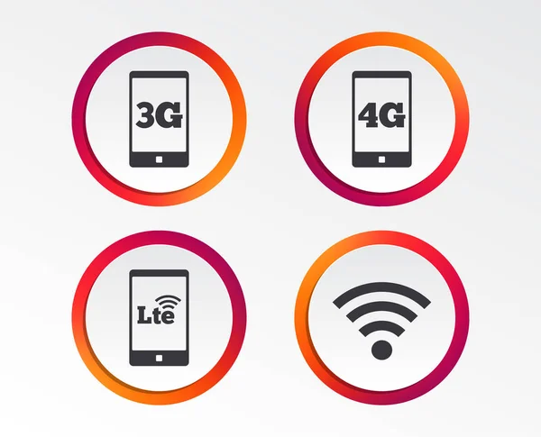 Icone Delle Telecomunicazioni Mobili Simboli Tecnologici Lte Segnali Evoluzione Wireless — Vettoriale Stock