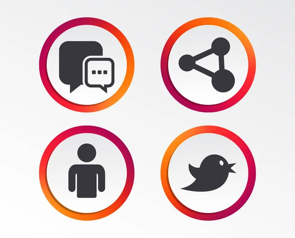 Symbole Der Sozialen Medien Chat Sprechblase Und Teilen Link Symbole — Stockvektor