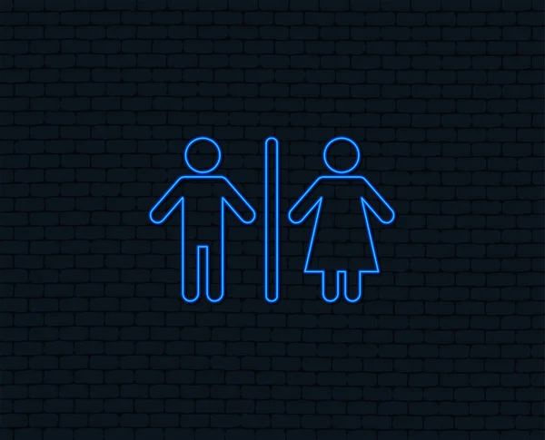 Neon Licht Bord Pictogram Toilet Symbool Mannelijke Vrouwelijke Toilet Gloeiende — Stockvector