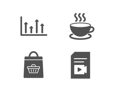 Üst okları, Online satın alma ve beyaz arka plan üzerinde Cappuccino simgeler kümesi