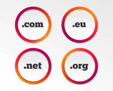 Üst düzey Internet etki alanı simgeleri beyaz arka plan üzerinde