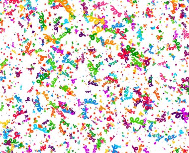 Beyaz arka plan üzerinde renkli konfeti adet