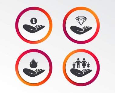 Yardım simgeleri beyaz arka plan üzerinde eller