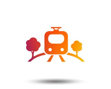 Cross'taki Metro işareti simgesi. Metro tren sembolü. Degrade tasarım öğesi bulanık. Canlı grafik düz simge. Vektör