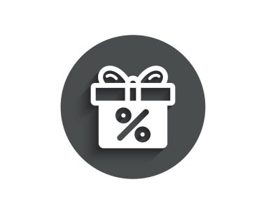 Hediye kutusu beyaz arka plan üzerinde yüzde basit simgesiyle