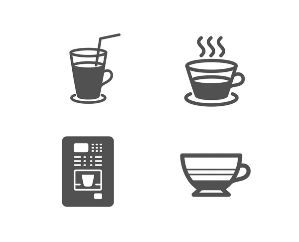 Set Coffee Cup Cocktail Coffee Vending Icons White Background — Stock Vector