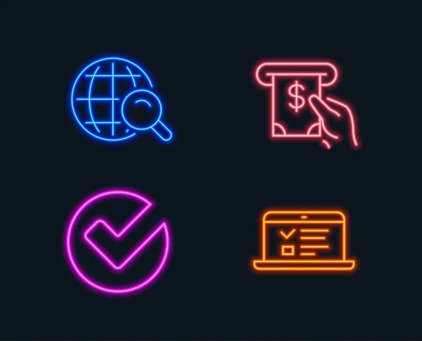 Set of Internet search, Verify and Atm service icons