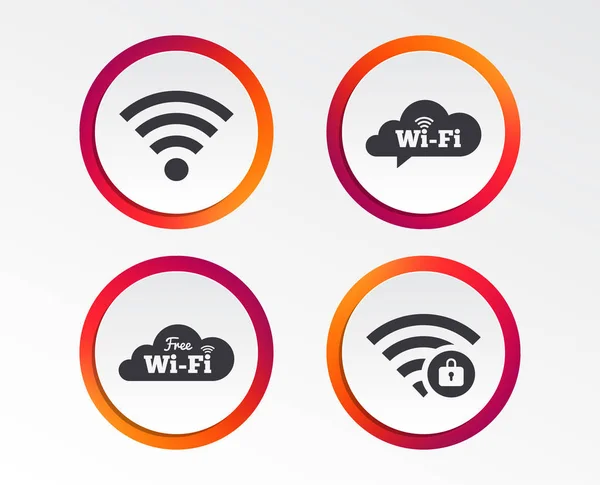 Set Van Gratis Wifi Draadloos Netwerk Cloud Spraak Bubbels Iconen — Stockvector