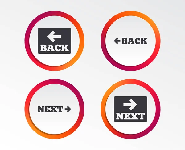 Zurück Und Nächste Navigationsschilder Pfeil Richtung Symbole Infografische Design Buttons — Stockvektor