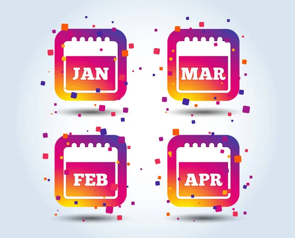 Εικονίδια Ημερολογίου Ιανουάριο Φεβρουάριο Μάρτιο Και Απρίλιο Μήνα Σύμβολα Σημάδι — Διανυσματικό Αρχείο