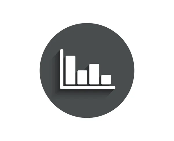 列のヒストグラム グラフ シンプルなアイコン 財務グラフ記号 証券取引所のシンボル 事業投資 影を持つサークル フラット ボタン ベクトル — ストックベクタ