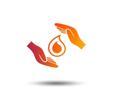 Su işareti simge kaydetmek. Eller kapak su damla sembolü korumak. Çevre koruma. Degrade tasarım öğesi bulanık. Canlı grafik düz simge. Vektör