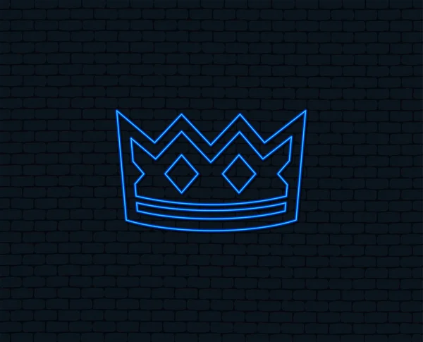 霓虹灯 皇冠符号图标 国王帽符号 发光的平面设计 — 图库矢量图片