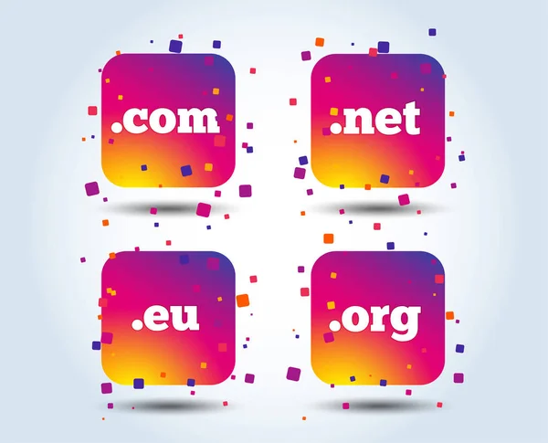 Iconos Dominio Internet Nivel Superior Com Net Org Símbolos Nombres — Vector de stock