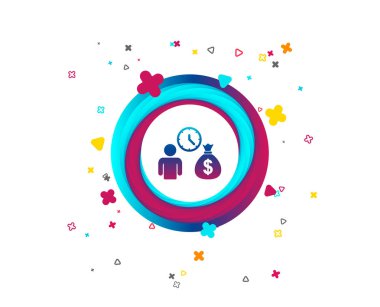 Banka kredileri simgesi imzala. Para hızlı sembolü olsun. Ödünç para. Renkli düğme simgesi olan. Geometrik öğeleri. Vektör