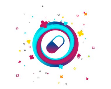 Tıbbi hap işareti simgesi. Uyuşturucu sembolü. Renkli düğme simgesi olan. Geometrik öğeleri. Vektör