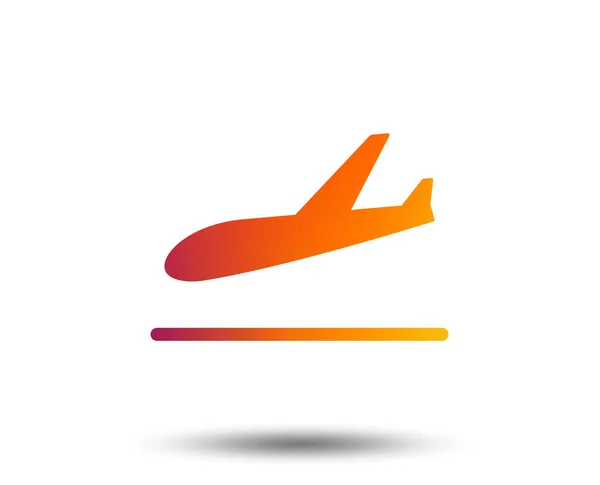 Ícone Aterragem Avião Símbolo Transporte Aéreo Elemento Design Gradiente Desfocado — Vetor de Stock