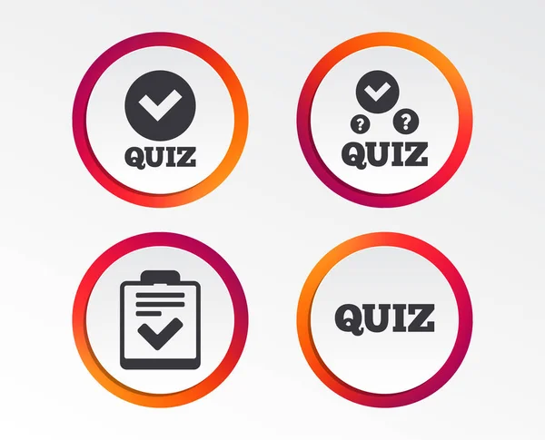 Quiz Icons Checklist Check Mark Symbol Survey Poll Questionnaire Feedback — Stock Vector