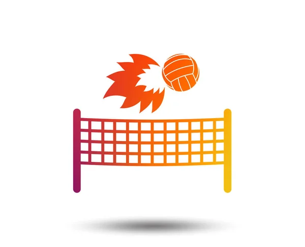 Volleybollnät Med Fireball Tecken Ikon Stranden Sport Symbol Suddig Gradient — Stock vektor