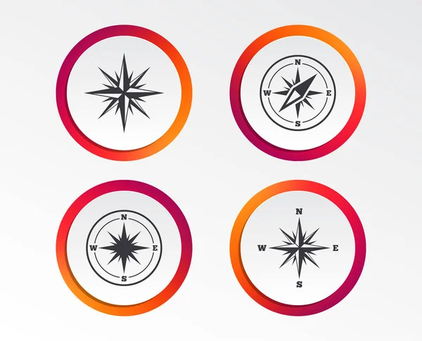 Windrose Navigation Icons Compass Symbols Coordinate System Sign Infographic Design — Stock Vector